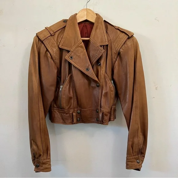 Genuine leather buttery soft brown motorcycle jacket, Small - Picture 1 of 6